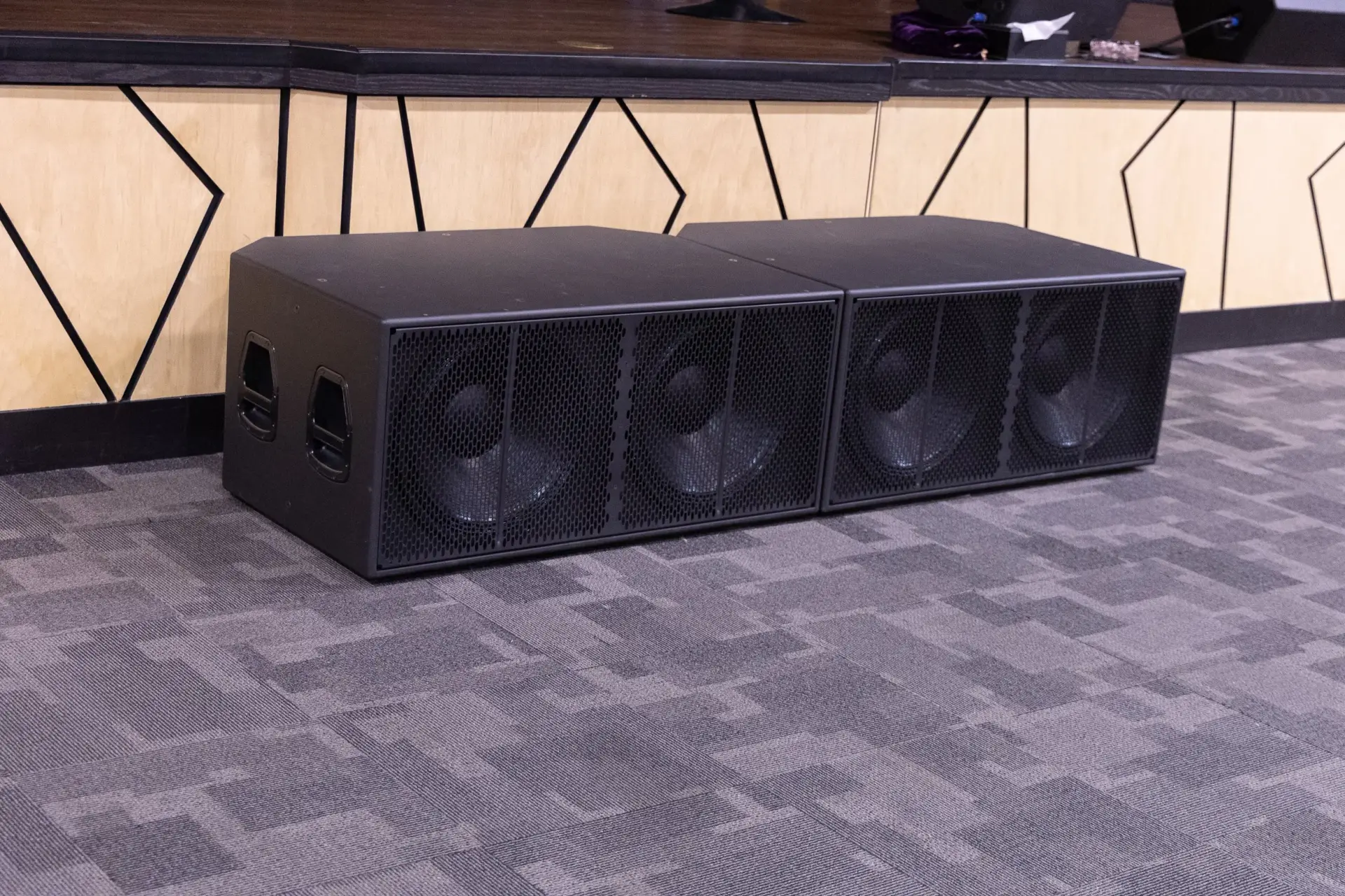Dual church subwoofer speakers installed at Fellowship of Praise in Clarksville Ohio by Presence Pro Audio
