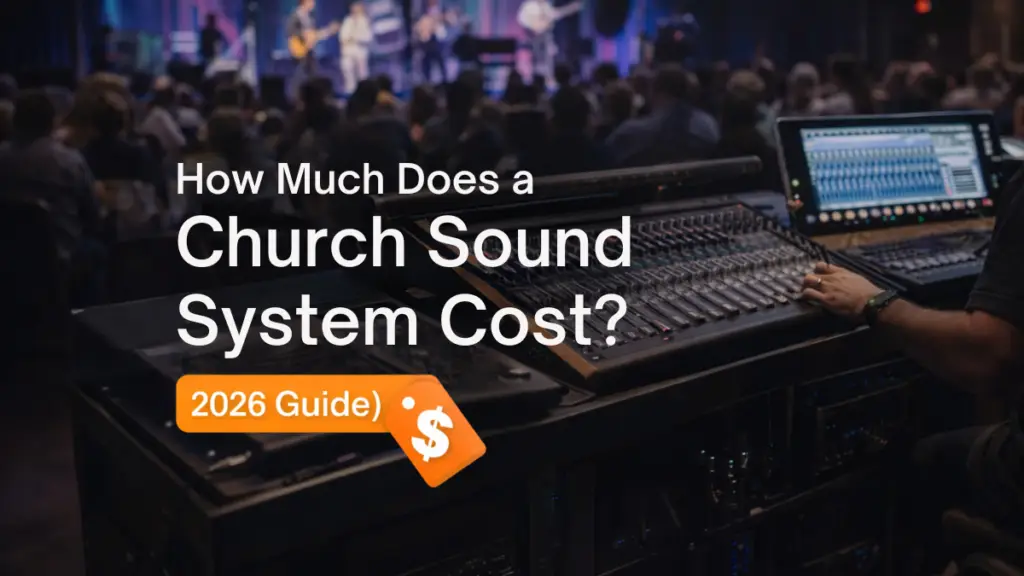 church sound system cost example with digital mixing console and live worship audio setup