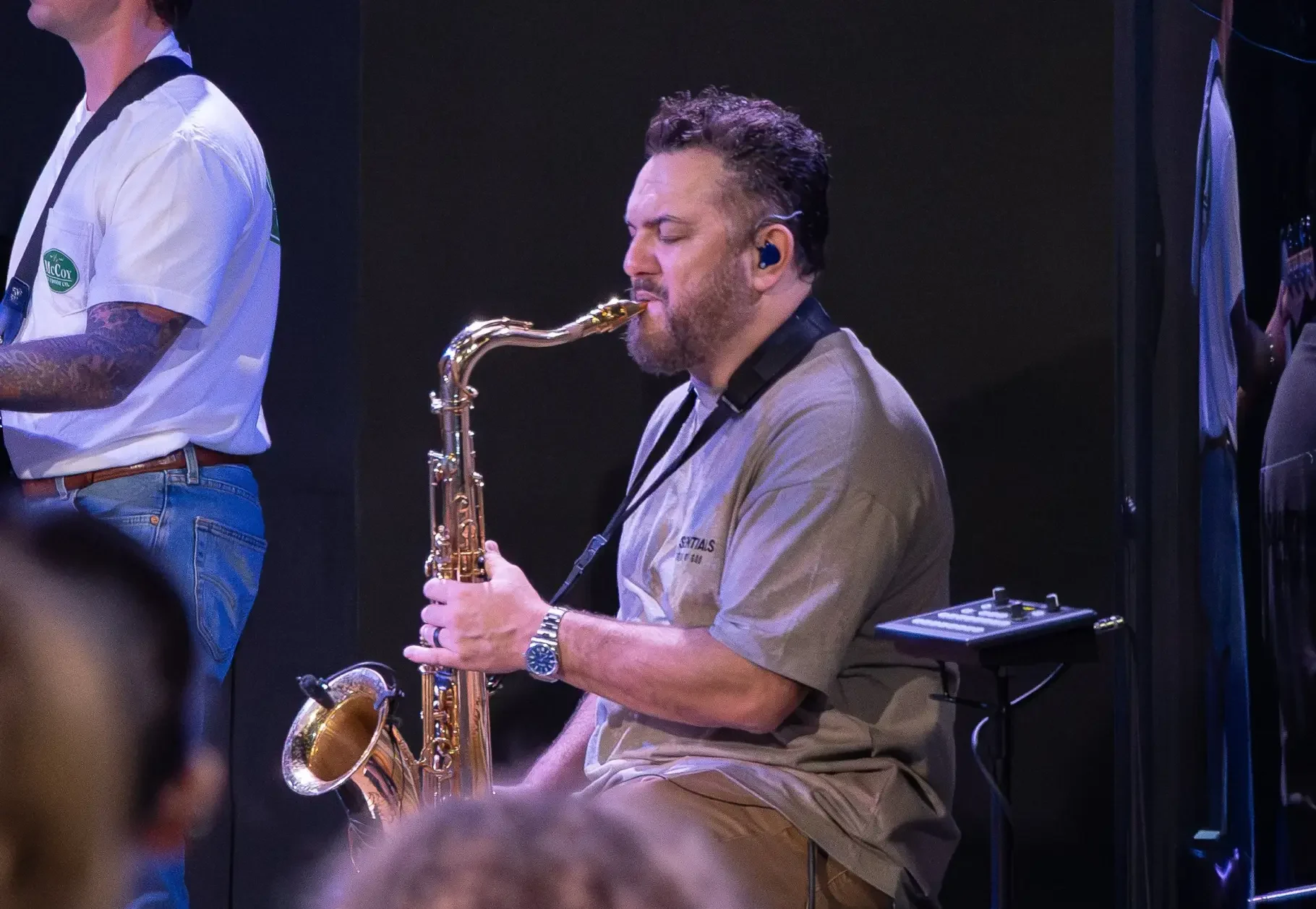 Saxophone player performing during a worship service at The Homestead in Mobile Alabama
