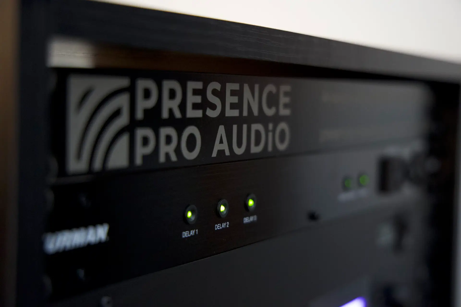 Presence Pro Audio branded church audio equipment rack with wireless microphone system