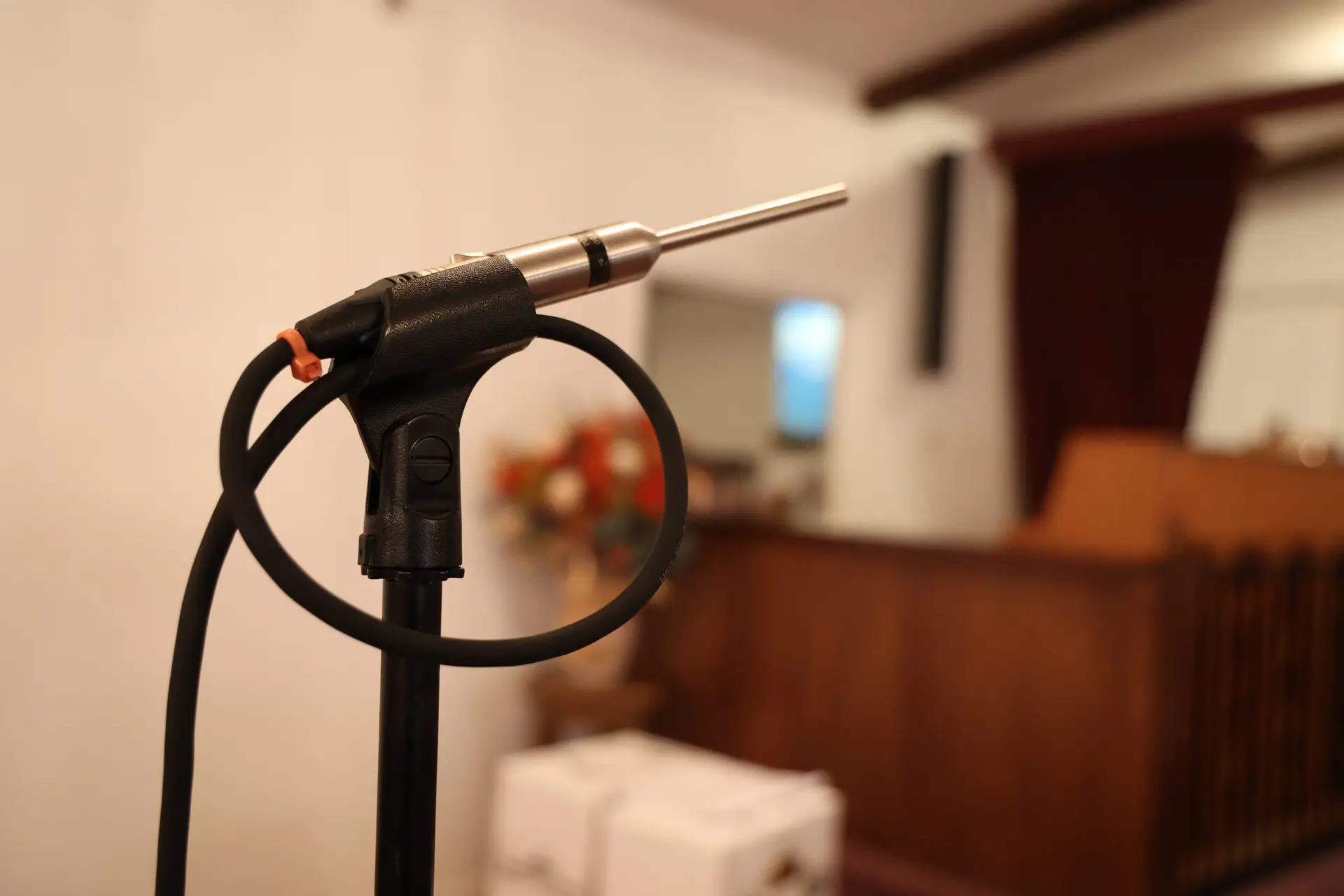 Shure SLX-D wireless handheld microphone installed for church audio system upgrade
