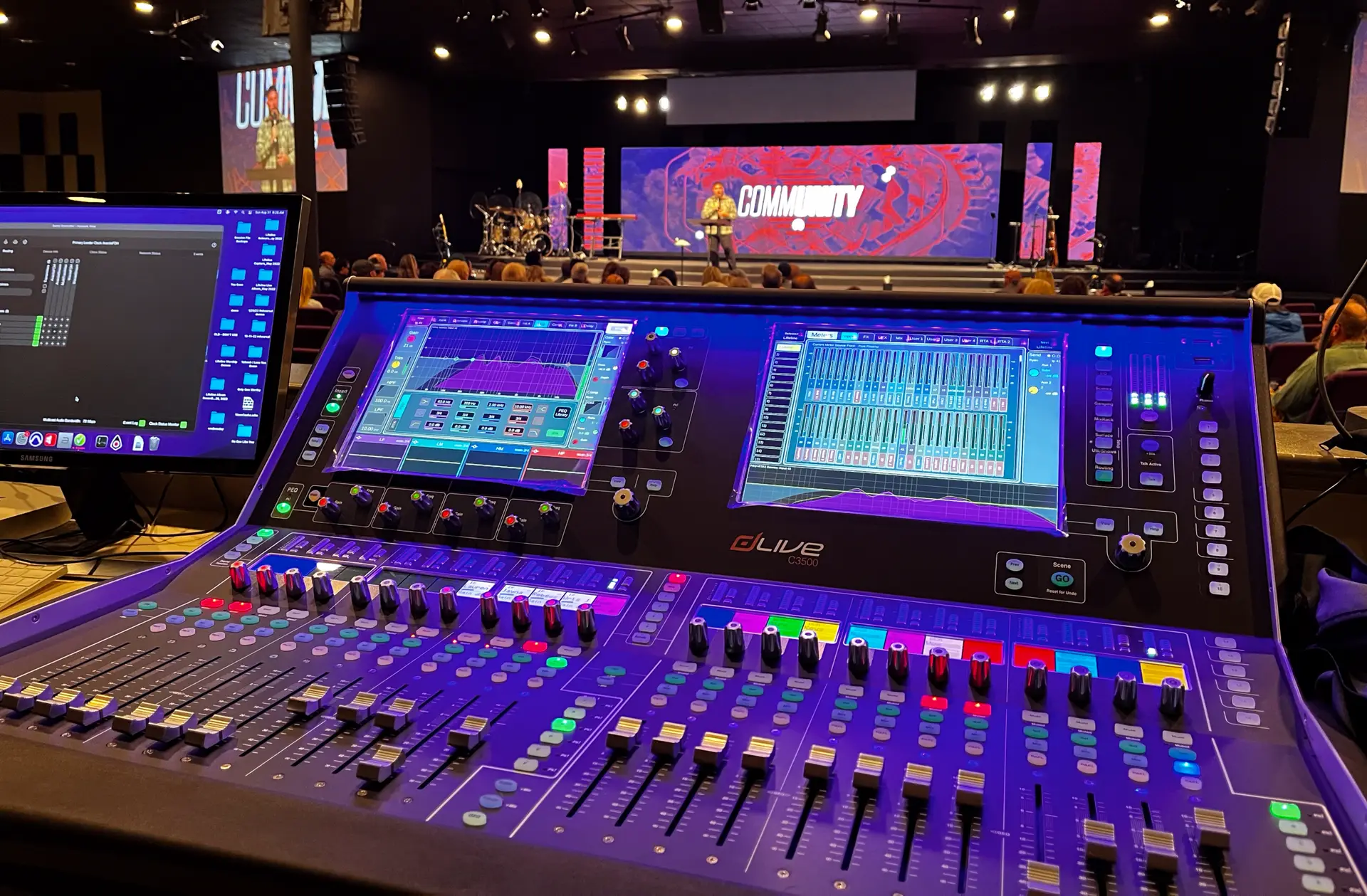 Allen & Heath dLive digital mixing system supporting worship services at the church main campus