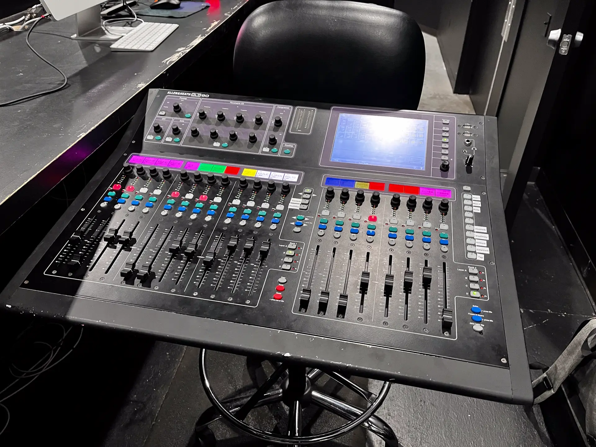 Allen & Heath GLD-80 digital mixing console serving the church student center before the upgrade