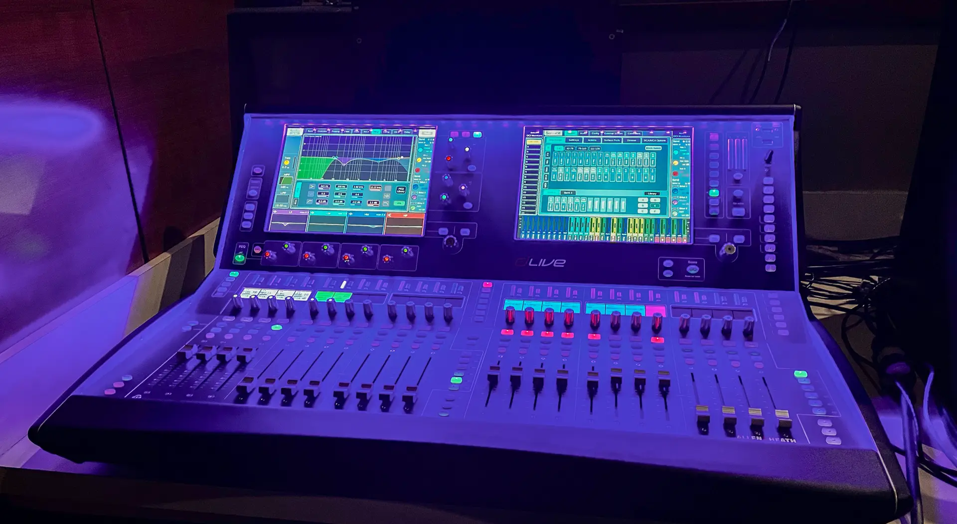 Allen & Heath dLive digital mixing console used for live worship production at Omega Center International
